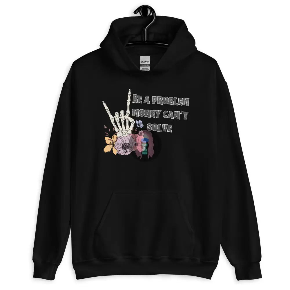 Halloween 2024 Be A Problem Can’t Solve Ghost Flowers Unisex Hoodie Black / S