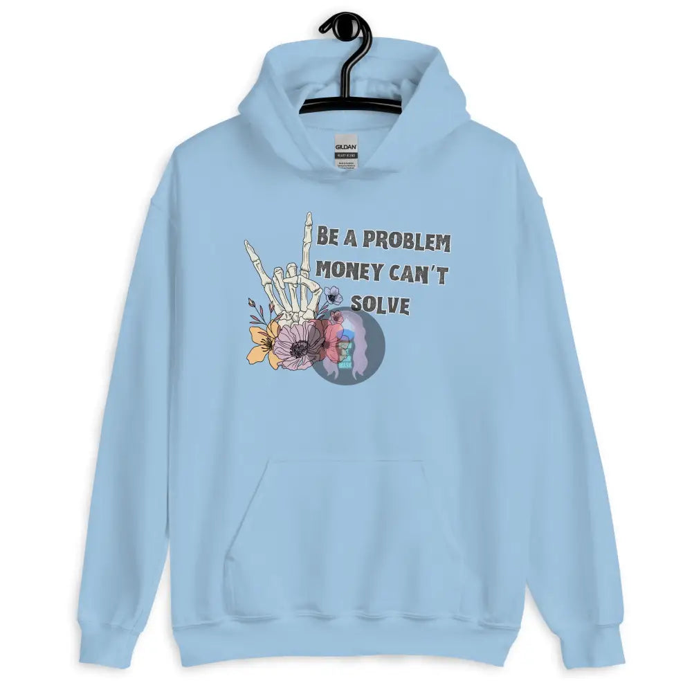 Halloween 2024 Be A Problem Can’t Solve Ghost Flowers Unisex Hoodie Light Blue / S