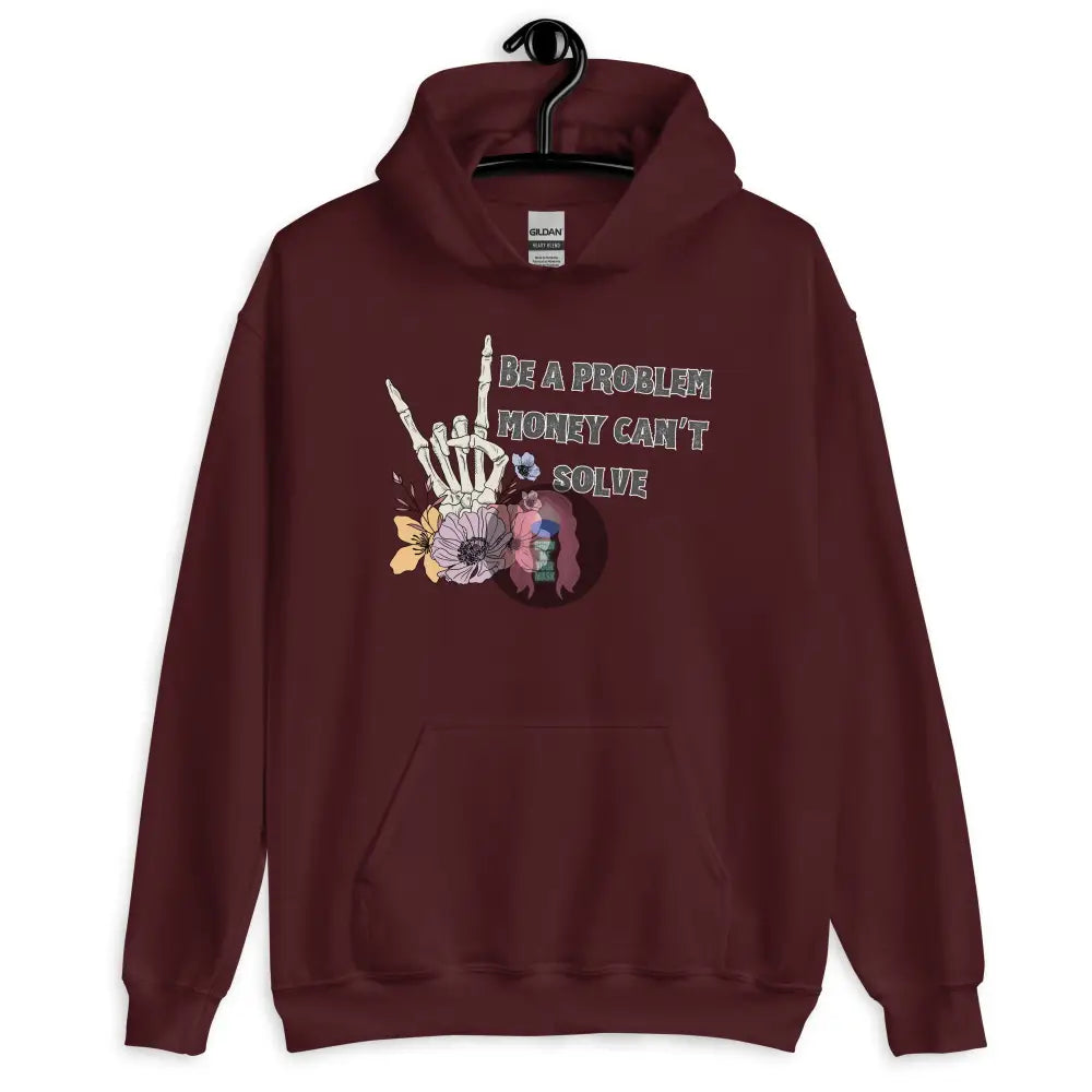 Halloween 2024 Be A Problem Can’t Solve Ghost Flowers Unisex Hoodie Maroon / S