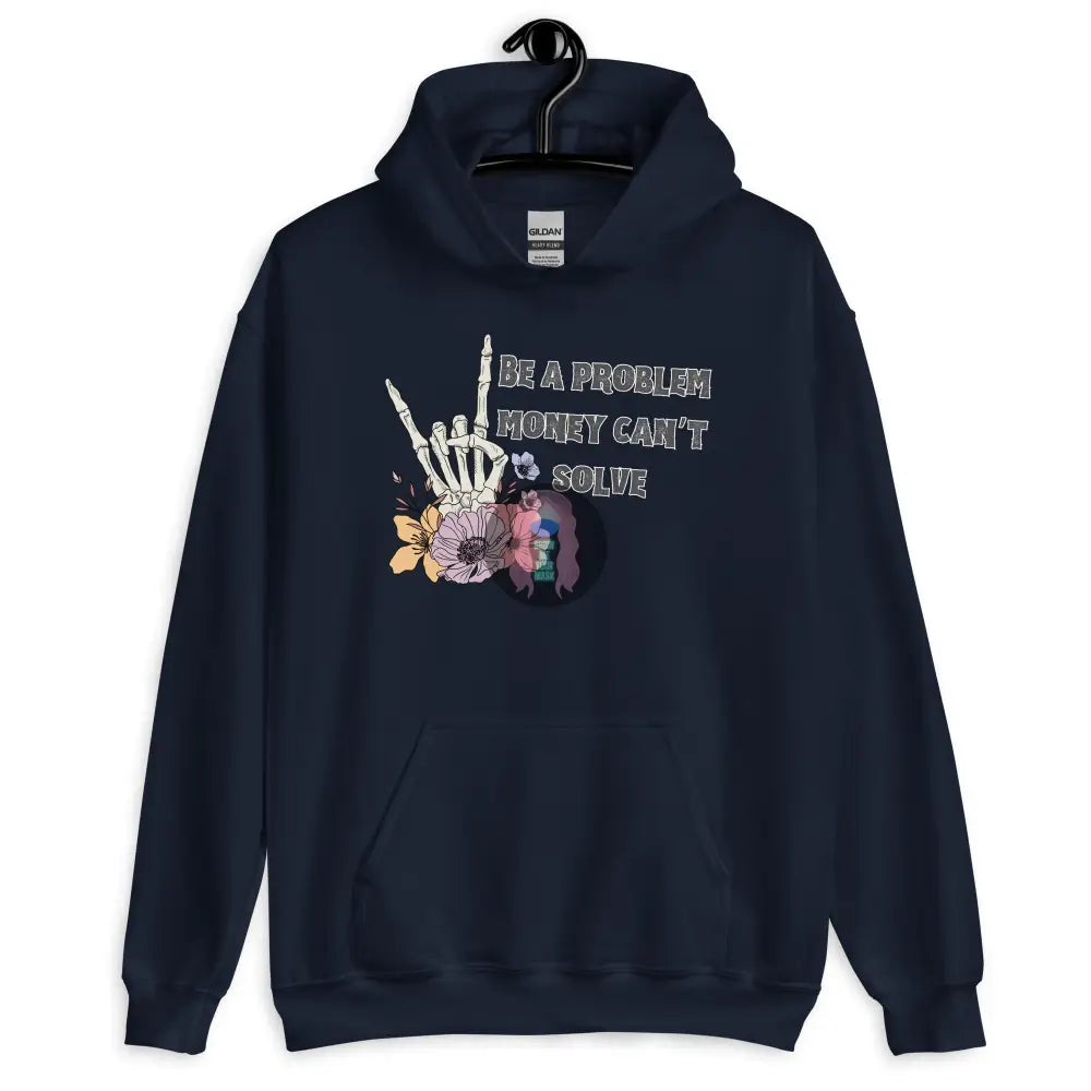 Halloween 2024 Be A Problem Can’t Solve Ghost Flowers Unisex Hoodie Navy / S