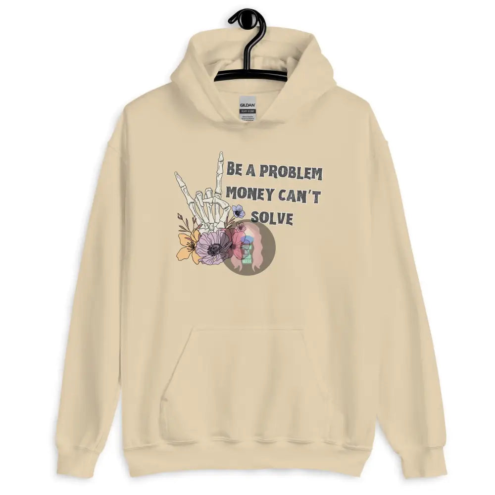 Halloween 2024 Be A Problem Can’t Solve Ghost Flowers Unisex Hoodie Sand / S