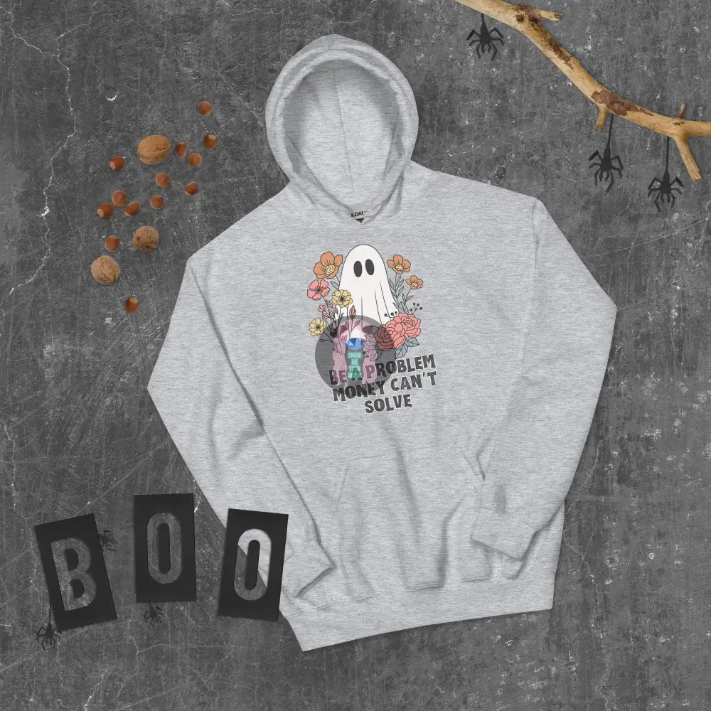 Halloween 2024 Be A Problem Can’t Solve Ghost Flowers Unisex Hoodie Sport Grey / S