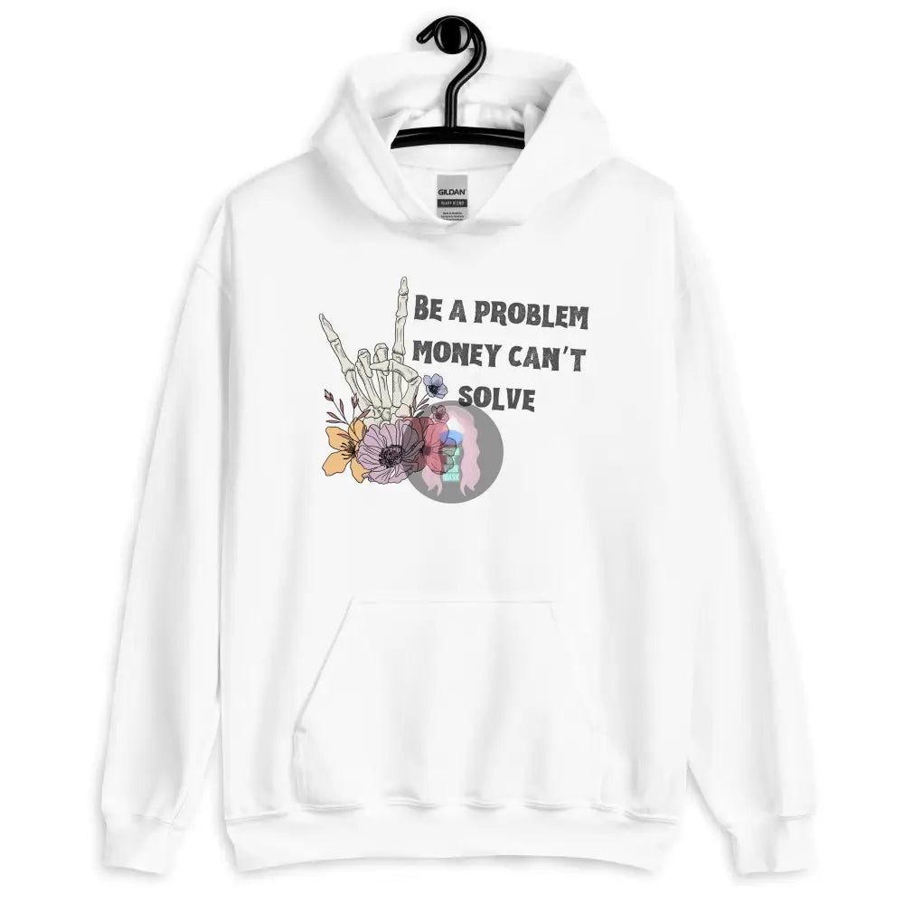 Halloween 2024 Be A Problem Can’t Solve Ghost Flowers Unisex Hoodie White / S