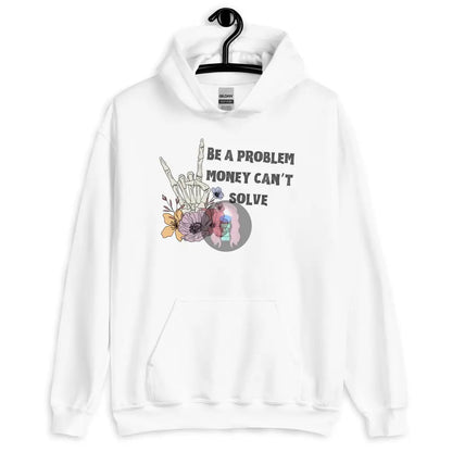 Halloween 2024 Be A Problem Can’t Solve Ghost Flowers Unisex Hoodie White / S