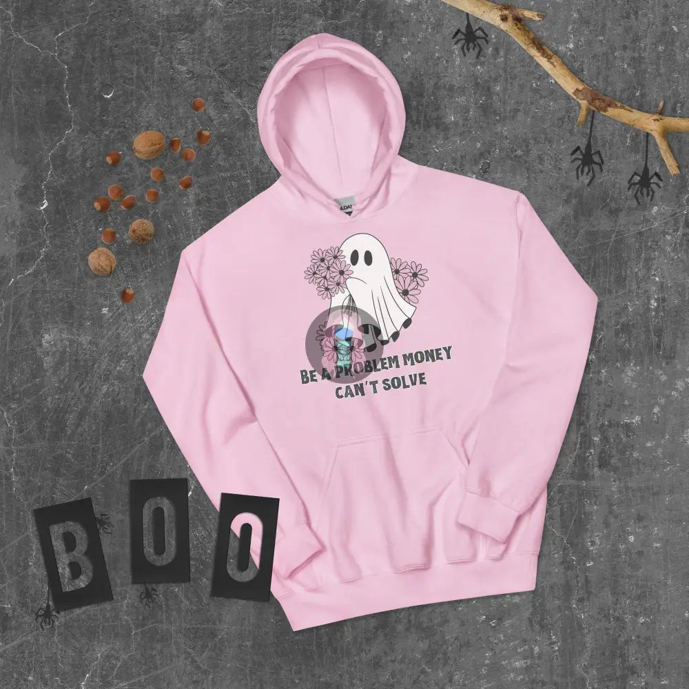 Halloween 2024 Be A Problem Money Can’t Solve Ghost Purple Flowers Unisex Hoodie