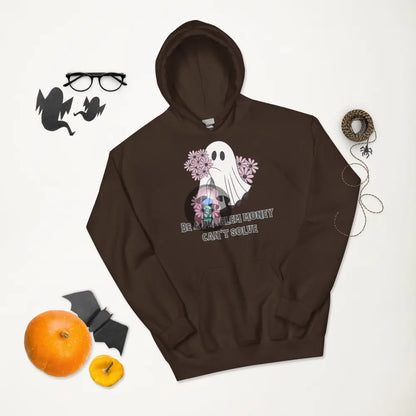 Halloween 2024 Be A Problem Money Can’t Solve Ghost Purple Flowers Unisex Hoodie Dark Chocolate / S