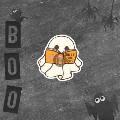 Halloween 2024 Book Ghost Bubble-Free Stickers 4″×4″