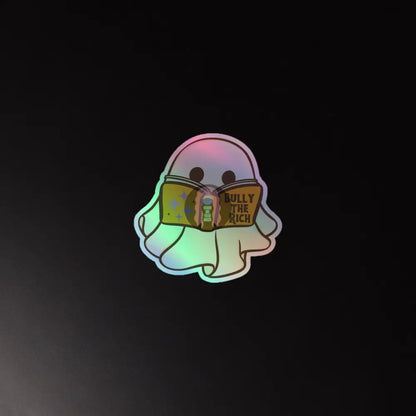 Halloween 2024 Book Ghost Holographic Stickers 4″×4″