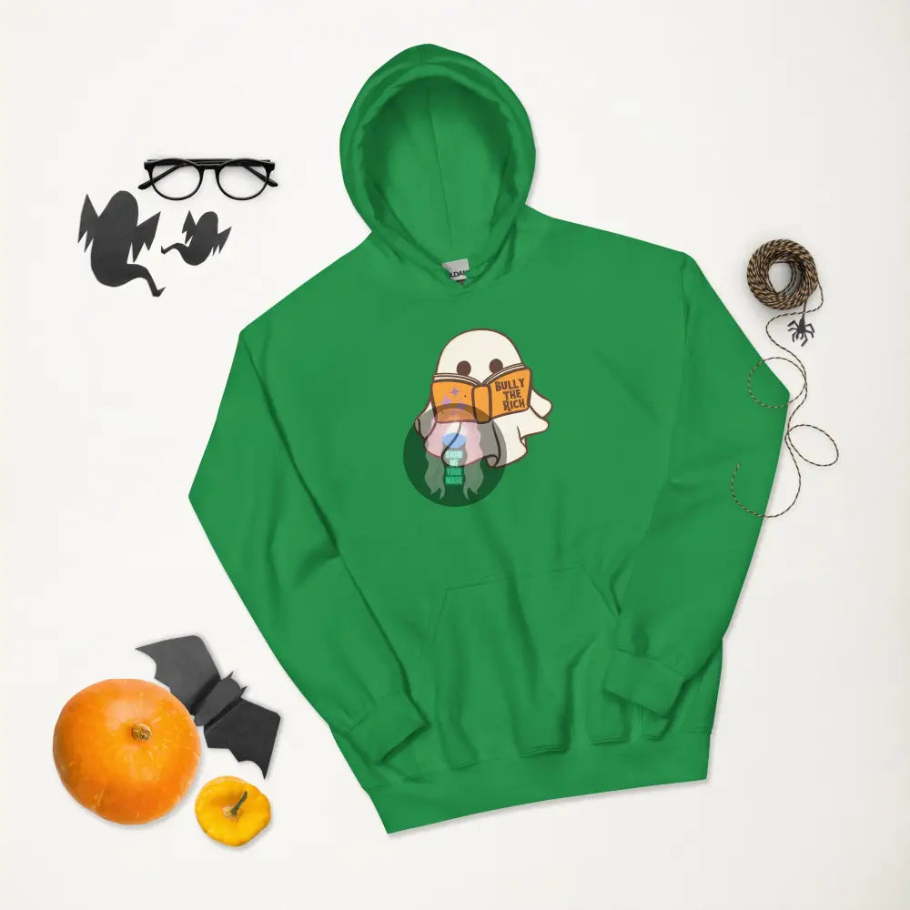 Halloween 2024 Book Ghost Unisex Hoodie Irish Green / S