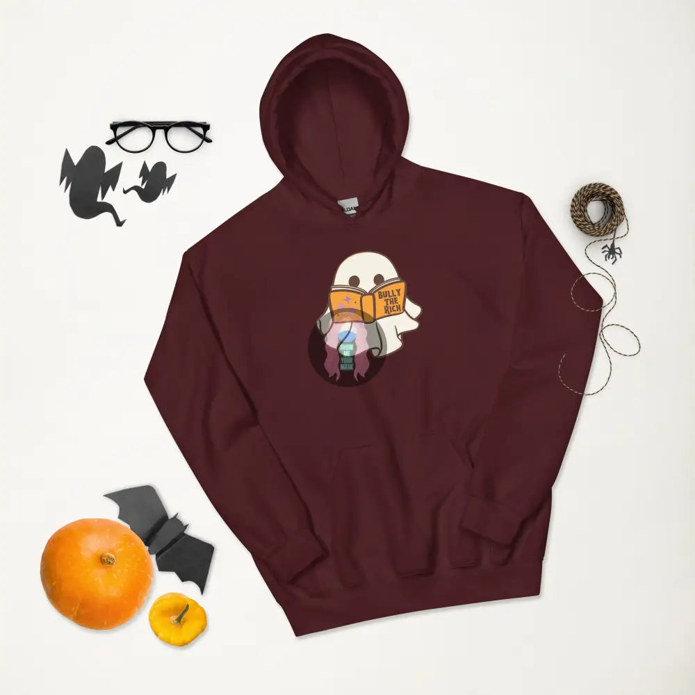 Halloween 2024 Book Ghost Unisex Hoodie Maroon / S