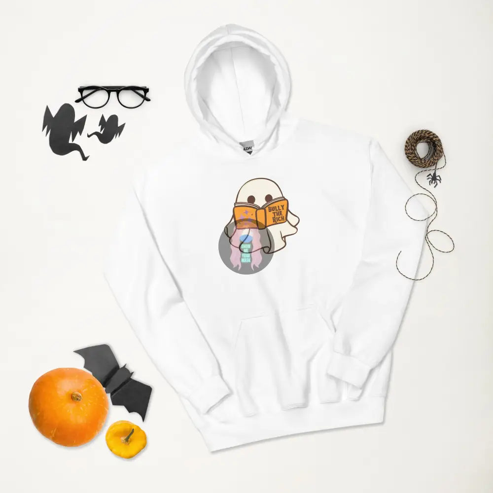 Halloween 2024 Book Ghost Unisex Hoodie White / S