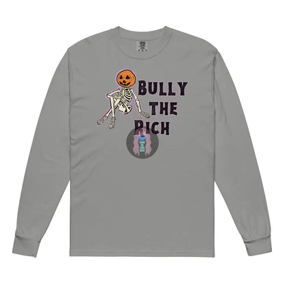 Halloween 2024 Bully The Rich Pumpkin Garment-Dyed Heavyweight Long-Sleeve Shirt Grey / S