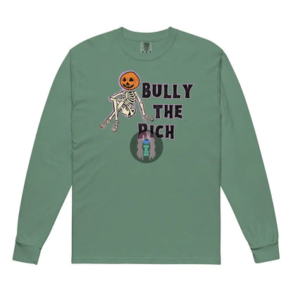 Halloween 2024 Bully The Rich Pumpkin Garment-Dyed Heavyweight Long-Sleeve Shirt Light Green / S