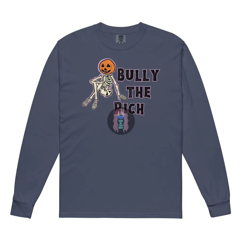 Halloween 2024 Bully The Rich Pumpkin Garment-Dyed Heavyweight Long-Sleeve Shirt Navy / S