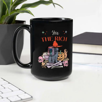 "Hex the Rich" Halloween Black Glossy Mug -  from Show Me Your Mask Shop by Show Me Your Mask Shop - Mugs