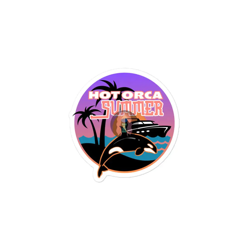 ’Hot Orca Summer’ Bubble-Free Stickers 3″×3″