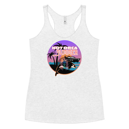 ’Hot Orca Summer’ Women’s Racerback Tank Heather White / Xs