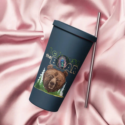 ’I Choose The Bear’ 2 Insulated Tumbler With A Straw Navy