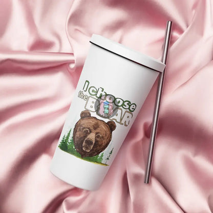 ’I Choose The Bear’ 2 Insulated Tumbler With A Straw White