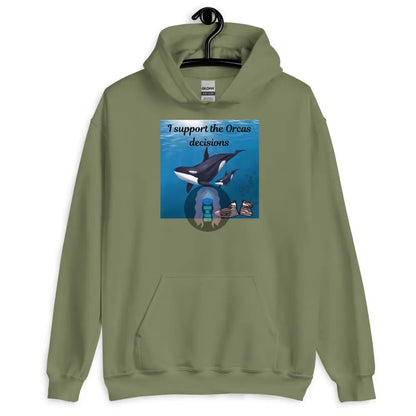 I Support The Orcas Unisex Hoodie Military Green / S