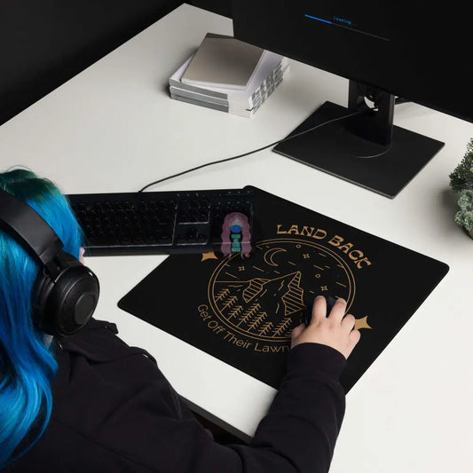 "land back"  Gaming mouse pad -  from Show Me Your Mask Shop by Show Me Your Mask Shop - Mouse pads