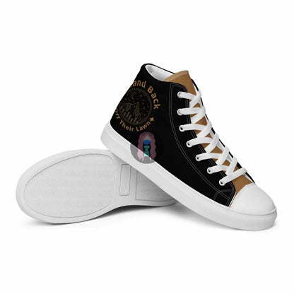 "Land Back, get off their lawn"  Women’s high top canvas shoes -  from Show Me Your Mask Shop by Show Me Your Mask Shop - Shoes, Women's