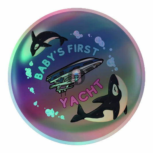 Orca "Baby's first Yacht" Holographic stickers -  from Show Me Your Mask Shop by Show Me Your Mask Shop - Stickers