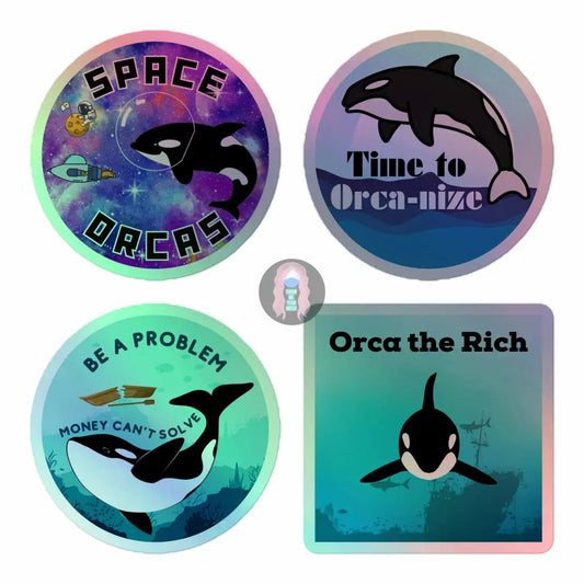 Orca "Be a Problem Money Can't Solve" mini 4-pack Holographic stickers -  from Show Me Your Mask Shop by Show Me Your Mask Shop - Stickers
