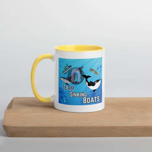 Orca, Humpback "Team Sinking Boats" Mug with Color Inside -  from Show Me Your Mask Shop by Show Me Your Mask Shop - Mugs