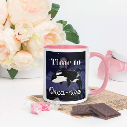 Orca, Night, "Time to Orca-nize" Mug with Color Inside -  from Show Me Your Mask Shop by Show Me Your Mask Shop - Mugs