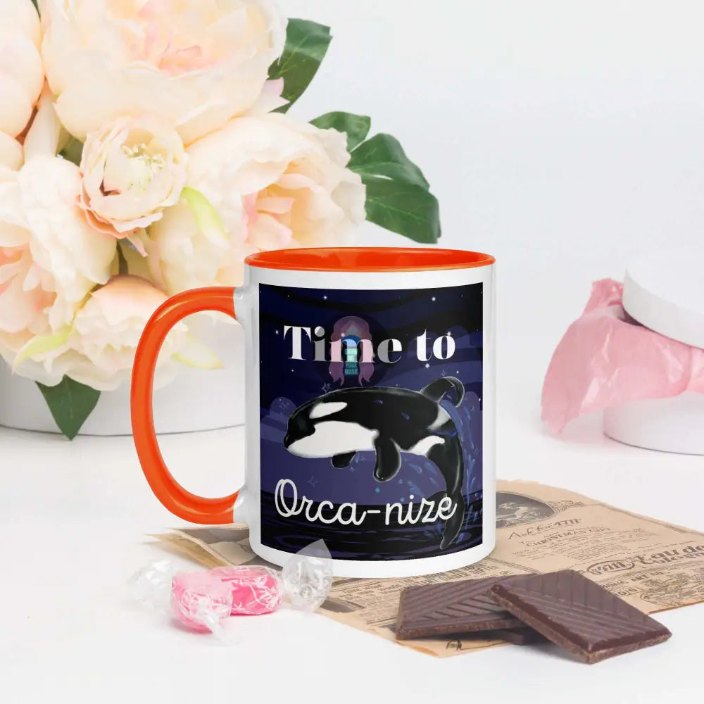 Orca, Night, "Time to Orca-nize" Mug with Color Inside -  from Show Me Your Mask Shop by Show Me Your Mask Shop - Mugs