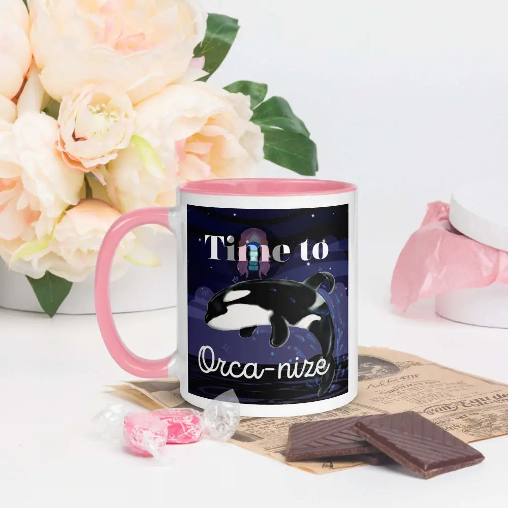 Orca, Night, "Time to Orca-nize" Mug with Color Inside -  from Show Me Your Mask Shop by Show Me Your Mask Shop - Mugs