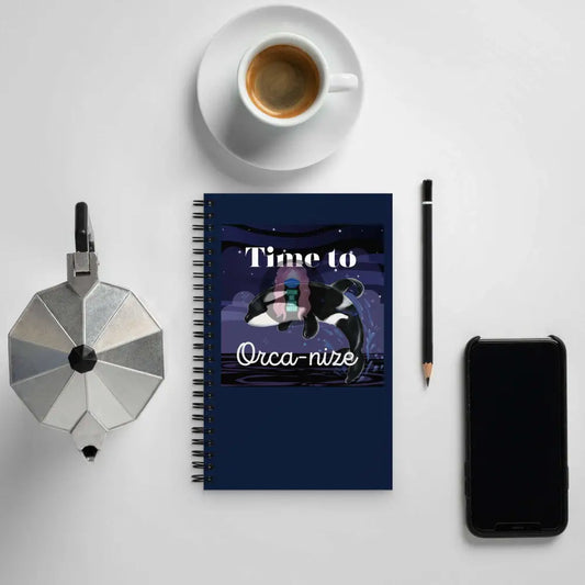 Orca, Night, "Time to Orca-nize" Spiral notebook -  from Show Me Your Mask Shop by Show Me Your Mask Shop - Notebooks