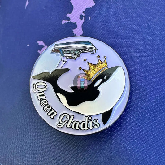 Orca "Queen Gladis" Glitter, 1.5 inch Enamel Pins with locking clasp -  from Show Me Your Mask Shop by Show Me Your Mask Shop - Enamel Pins