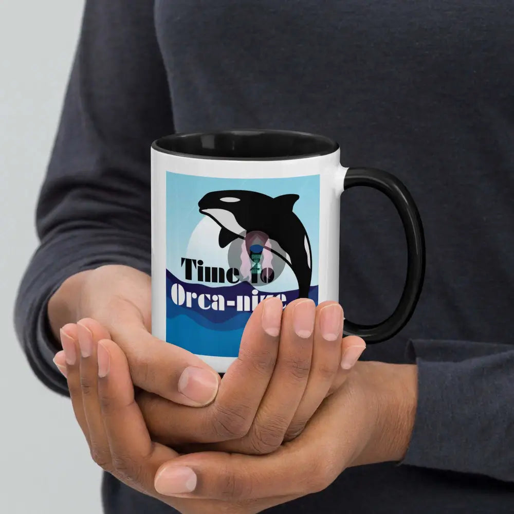 Orca "Time to Orca-nize" Mug with Color Inside -  from Show Me Your Mask Shop by Show Me Your Mask Shop - Mugs