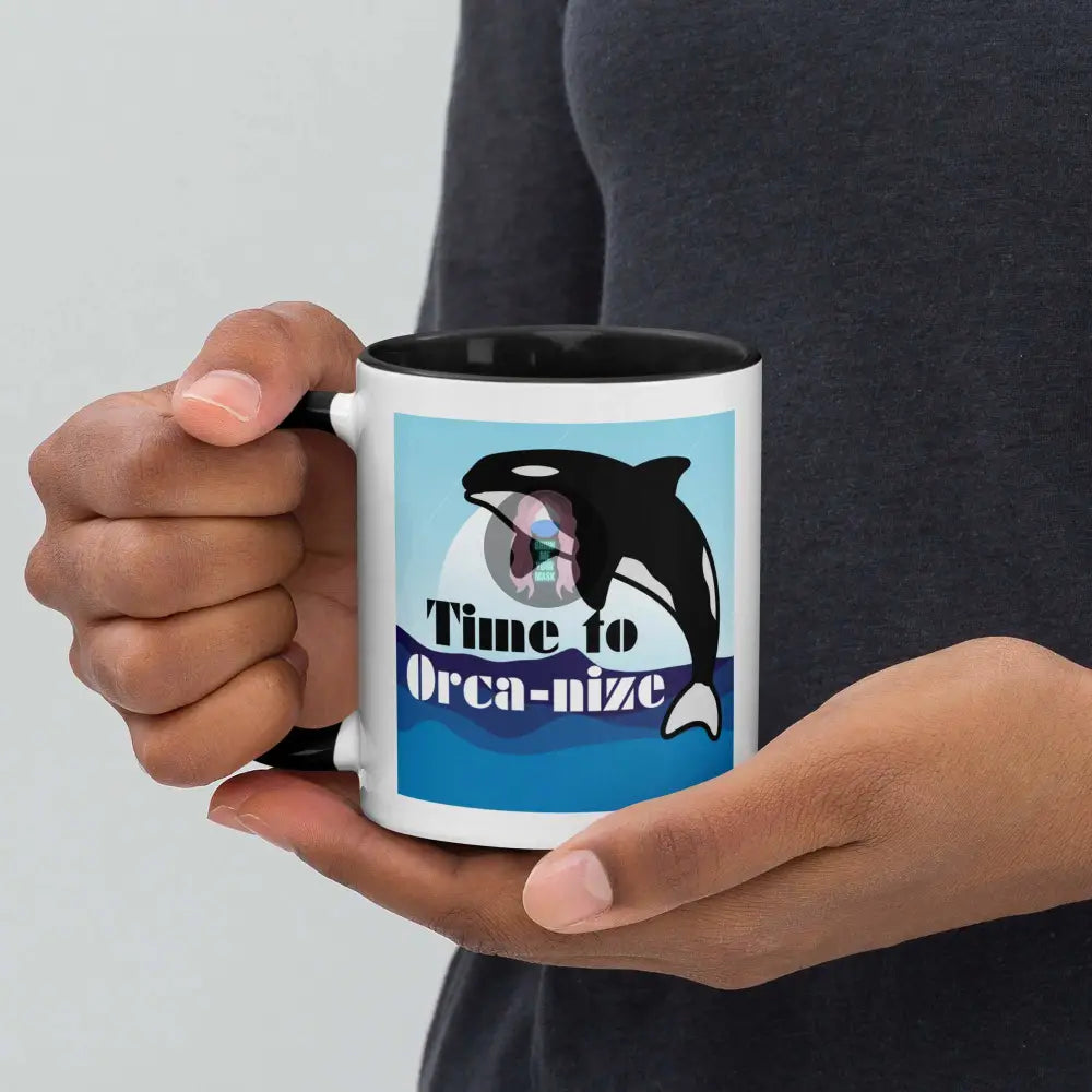 Orca "Time to Orca-nize" Mug with Color Inside -  from Show Me Your Mask Shop by Show Me Your Mask Shop - Mugs