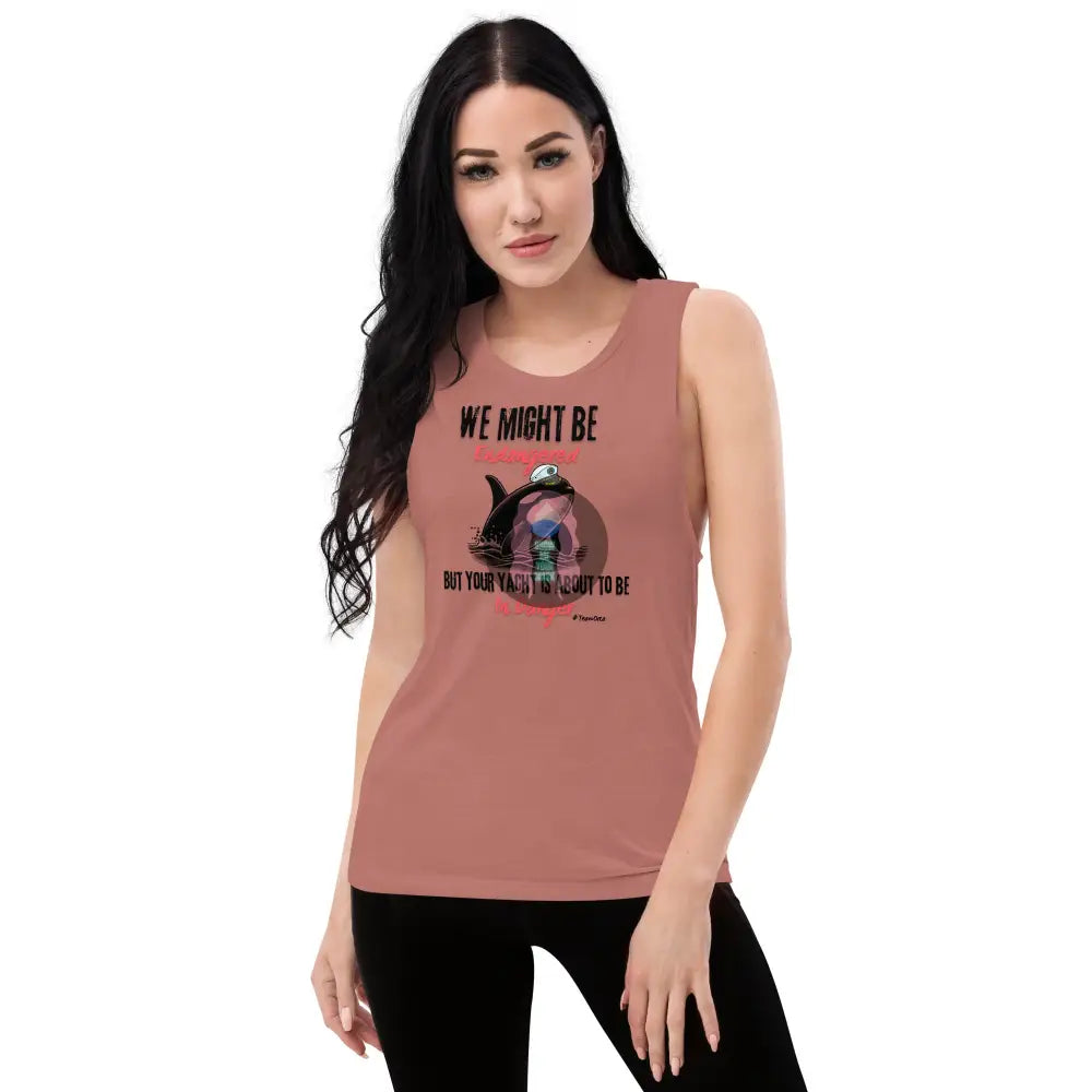 Orca ’We Might Be Endangered’ Ladies’ Muscle Tank Mauve / S
