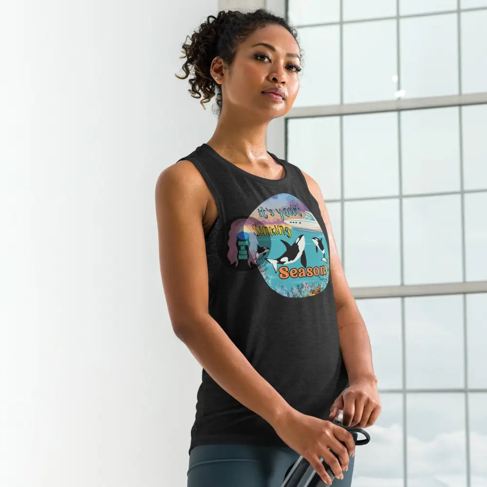 Orca ’Yacht Sinking Season’ Ladies’ Muscle Tank Black Heather / S