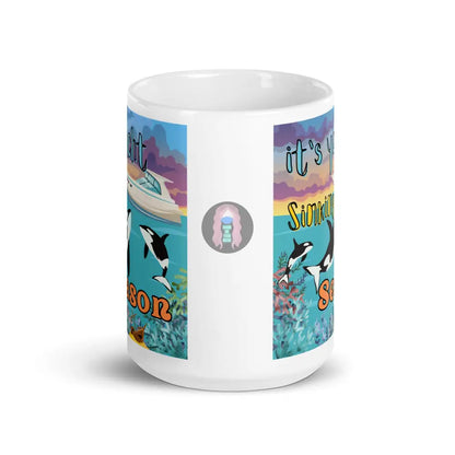 Orca ’Yacht Sinking Season’ White Glossy Mug