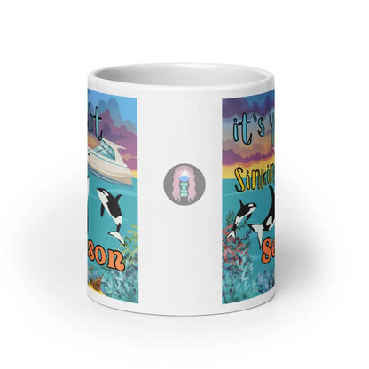 Orca ’Yacht Sinking Season’ White Glossy Mug