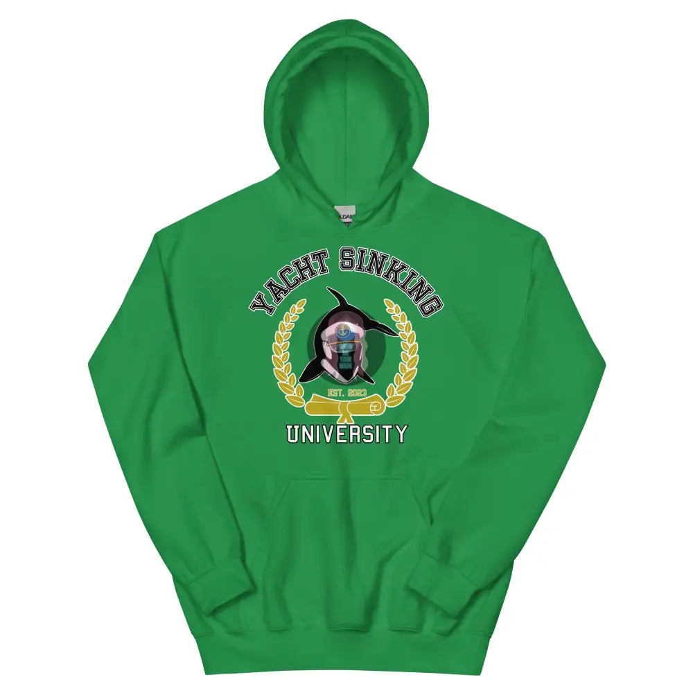 Orca Yacht Sinking University Unisex Hoodie Irish Green / S