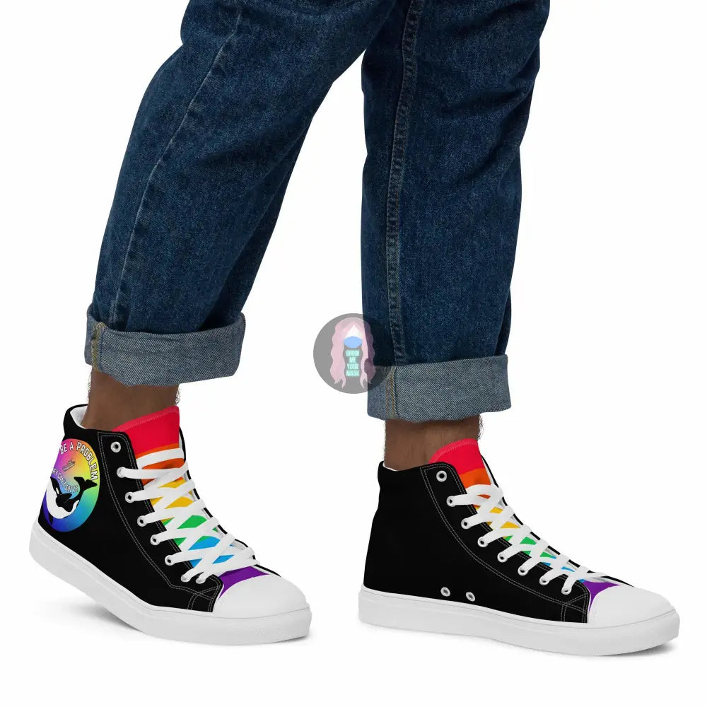 Pride, Orca "Be a Problem" Men’s high top canvas shoes -  from Show Me Your Mask Shop by Show Me Your Mask Shop - Men's, Shoes