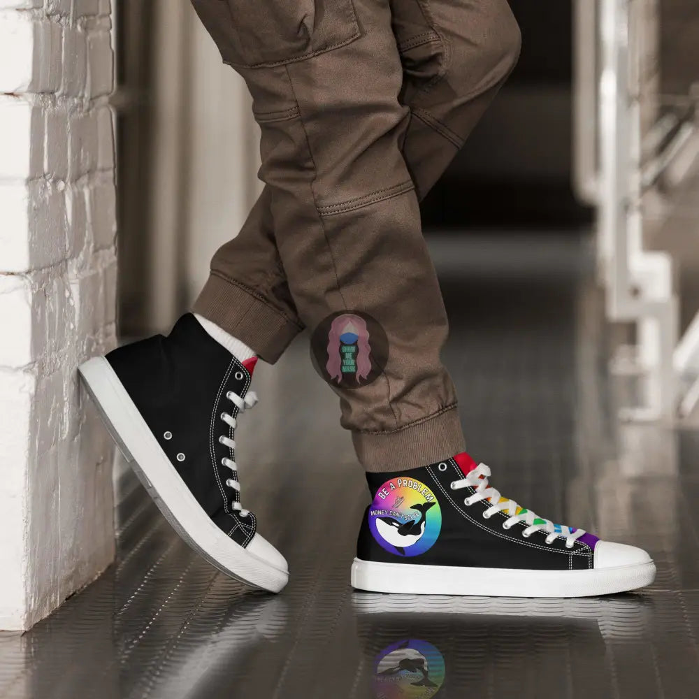 Pride, Orca "Be a Problem" Men’s high top canvas shoes -  from Show Me Your Mask Shop by Show Me Your Mask Shop - Men's, Shoes