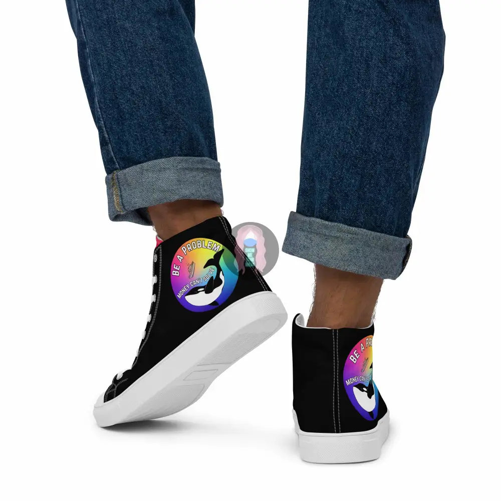 Pride, Orca "Be a Problem" Men’s high top canvas shoes -  from Show Me Your Mask Shop by Show Me Your Mask Shop - Men's, Shoes