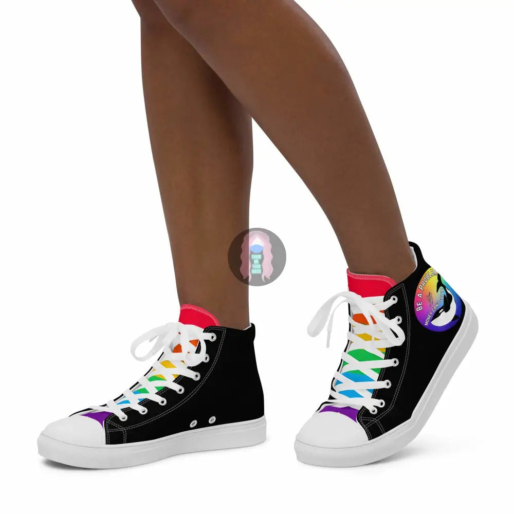 Pride, Orca "Be a Problem Money Can't Solve" Women’s high top canvas shoes -  from Show Me Your Mask Shop by Show Me Your Mask Shop - Shoes, Women's