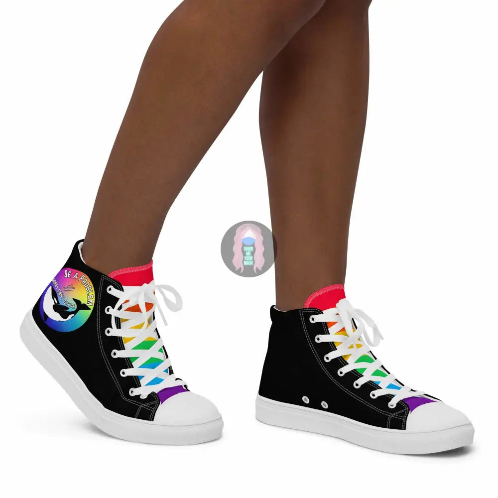 Pride, Orca "Be a Problem Money Can't Solve" Women’s high top canvas shoes -  from Show Me Your Mask Shop by Show Me Your Mask Shop - Shoes, Women's