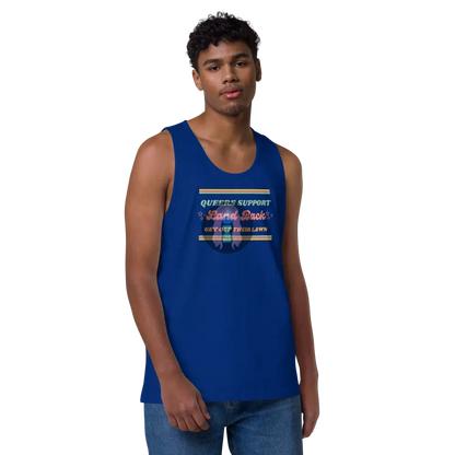 "Queer's Support Land Back" Men’s premium tank top -  from Show Me Your Mask Shop by Show Me Your Mask Shop - Men's, Tanks