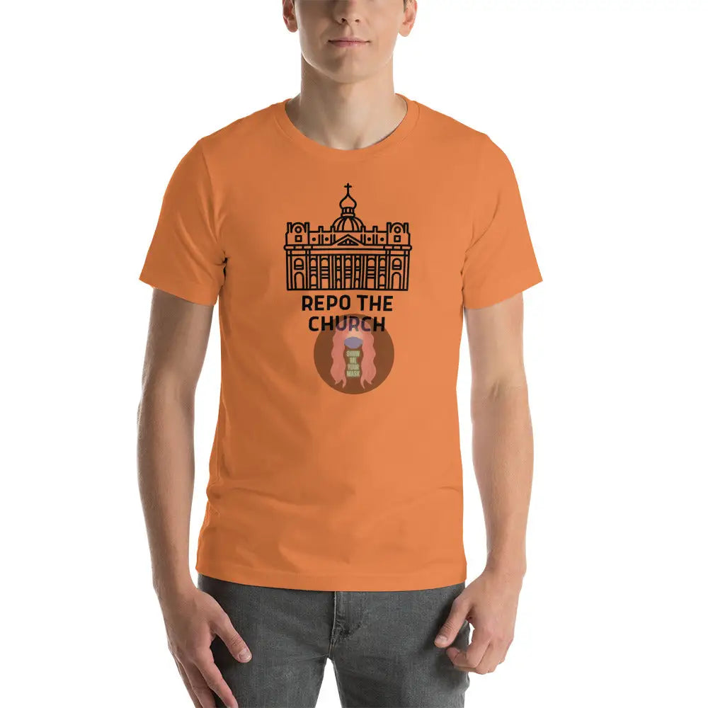 Repo The Church (Black) Unisex T-Shirt Burnt Orange / Xs