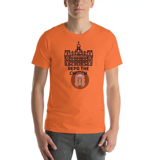 Repo The Church (Black) Unisex T-Shirt Orange / Xs
