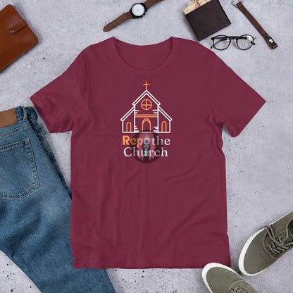 ’Repo The Church’ Unisex T-Shirt Maroon / Xs